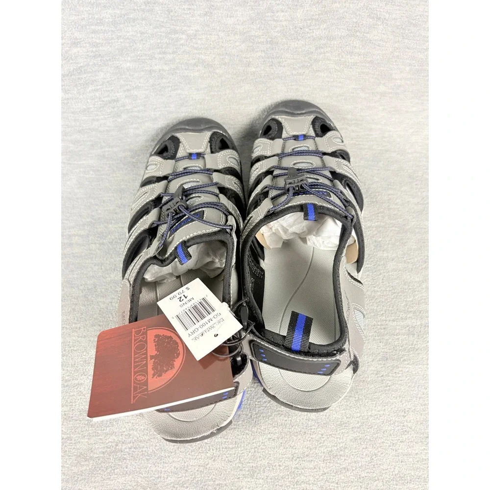 Brown Oak Sport Sandals Mens 12 Gray Blue Closed Toe Hiking Shoes